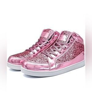 Mens Pink Glitter High-Top Sneakers IGxx Sparkly Shoes